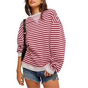 Free People Cotton Striped Long Sleeve Tee. Size L